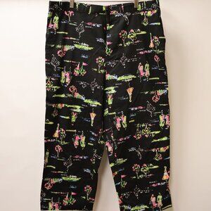 White Stag Womens Stretch Pull-On Capri Pants Black Print Plus Stretch 18W Cotto